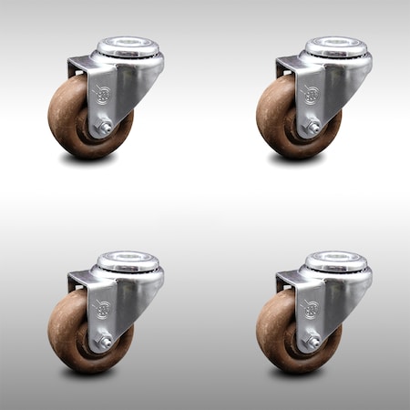 Service Caster 3.5 Inch SS High Temp Glass Filled Nylon Wheel Swivel Bolt Hole Caster Set SCC SCC-SSBH20S3514-GFNSHT-4